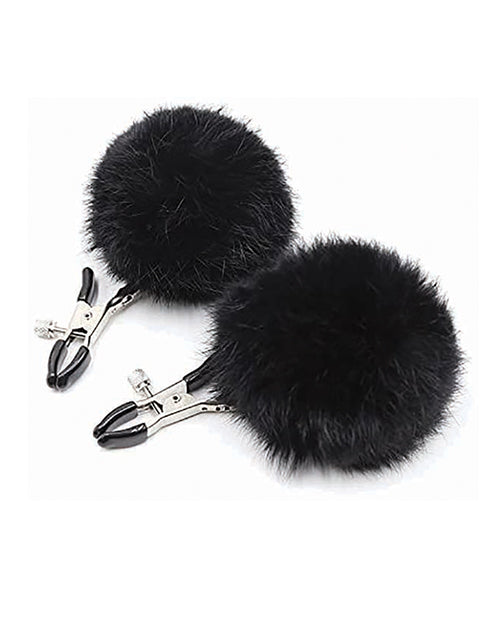 Lataa kuva gallerian katseluohjelmaan, Sexy AF Nipple Clamps - Black Puff Ball