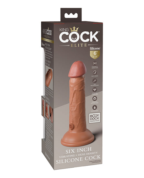 Încărcați imaginea în vizualizatorul Galerie, King Cock Elite 6" Dual Density Vibrating Silicone Cock - Tan