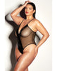 Cargue la imagen en el visor de la galería, FETISH Finesse Soft Cup Vinyl & Mesh Teddy w/Barbell Black 1X/2X