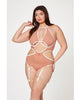 Load image into Gallery viewer, Mesh Cut Out Halter Teddy Nude/White QN