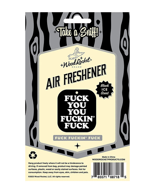 Load image into Gallery viewer, Wood Rocket Fuck You You Fucking Fuck Air Freshener - Black Ice