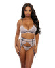 Ladda bilden i Galleri Viewer, Floral Lace Bra, Cage Garter Belt & G-String Dusty Pink XL