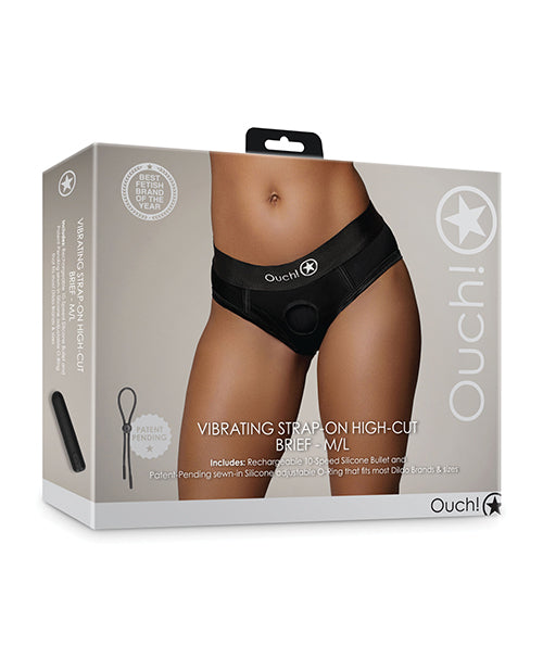 Charger l'image dans la visionneuse de la galerie, Shots Ouch Vibrating Strap On High-Cut Brief - Black M/L
