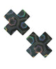 Cargue la imagen en el visor de la galería, Neva Nude Holographic X Factor Pasties - Black O/S