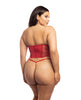 Bild in den Galerie-Viewer laden, Holiday Santa's Entourage Boned Velvet Bustier w/Marabou Trim & G-String Red/White 1X/2X