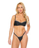 Afbeelding laden in Galerijviewer, Holiday Stretch Knit Bra w/Rhinestone Trim & G-String Black/Silver SM