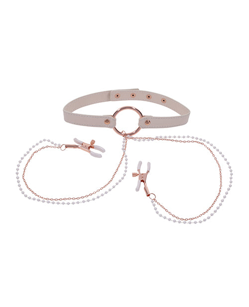 Charger l'image dans la visionneuse de la galerie, Sex & Mischief Peaches 'n CreaMe Collar w/Nipple Clamps