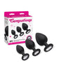 Bild in den Galerie-Viewer laden, Gemsations 3 pc 2.75" & 3.15" & 3.7" Silicone Bling Bling Butt Plug Training Set - Black