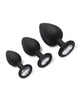 Bild in den Galerie-Viewer laden, Gemsations 3 pc 2.75" & 3.15" & 3.7" Silicone Bling Bling Butt Plug Training Set - Black