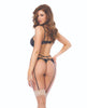 Indlæs billede i gallerifremviser, Lace Underwire Top w/Peek-a-Boo G-String & Garter - Midnight Blue L/XL