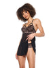 Cargue la imagen en el visor de la galería, Lace and Mesh Underwire Babydoll w/Thong - Black/Rose Gold XL