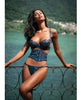 Load image into Gallery viewer, Eden Scalloped Eyelash Lace & Wet Look Waspie 3 pc Set - Teal XL