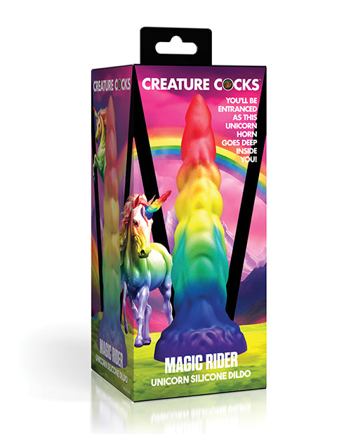 Load image into Gallery viewer, Creature Cocks Magic Rider Unicorn Silicone Dildo - Rainbow