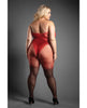 Load image into Gallery viewer, Sheer Flame Halter Bodystocking Crotchless Red Black