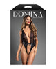 Afbeelding laden in Galerijviewer, Domina Plunge Front Sheer Mesh & Vegan Leather Teddy w/Lock & Key - Black M/L