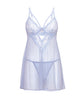Lataa kuva gallerian katseluohjelmaan, Elsie Lace & Mesh Underwire Babydoll w/G-String 2 pc Set - Brunnera Blue L/XL