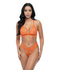Ladda bilden i Galleri Viewer, Amina Scallop Lace & Mesh Bralette w/Panty 2 pc Set - Dragon Fire Orange S/M