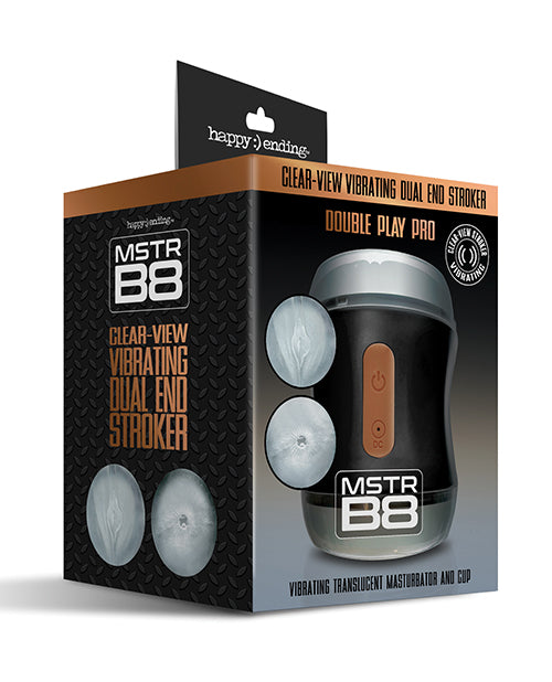 Load image into Gallery viewer, MSTR B8 Double Play Pro Vibrating Clear View Dual End Stroker With Two Caps
