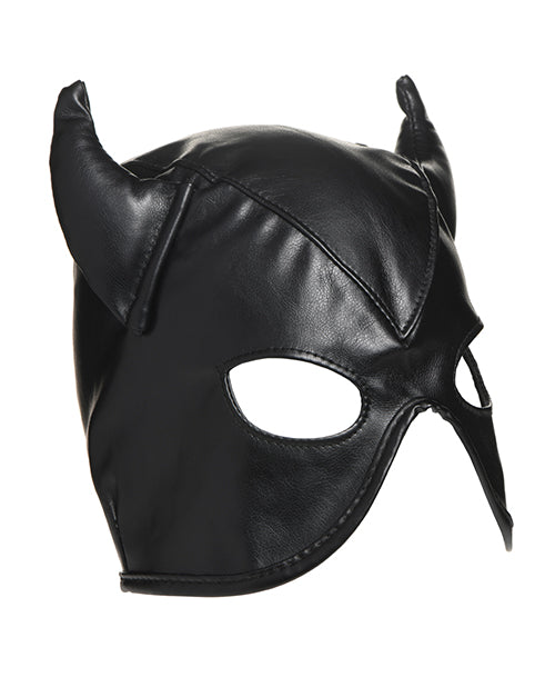 Load image into Gallery viewer, Master Series Dungeon Demon Bondage Hood w/Horns - Black