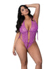 Load image into Gallery viewer, Butterfly Fantasies Lace Crotchless Teddy - Neon Purple QN