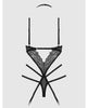 Load image into Gallery viewer, Eden Embroidered Lace And Mesh Teddy With Garters Black 3X 4X