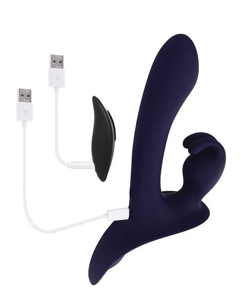 Załaduj obraz do przeglądarki galerii, Evolved Giving Vibes Strap-On Bunny Eared Stimulator w/Remote Control - Purple
