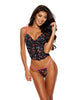 Φόρτωση εικόνας στο πρόγραμμα προβολής Gallery, Black Mesh Butterfly Print Bustier w/G-String - Multi-Color XL