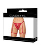 Load image into Gallery viewer, Lace Thong w/Garters and Bow Detail - Red XL