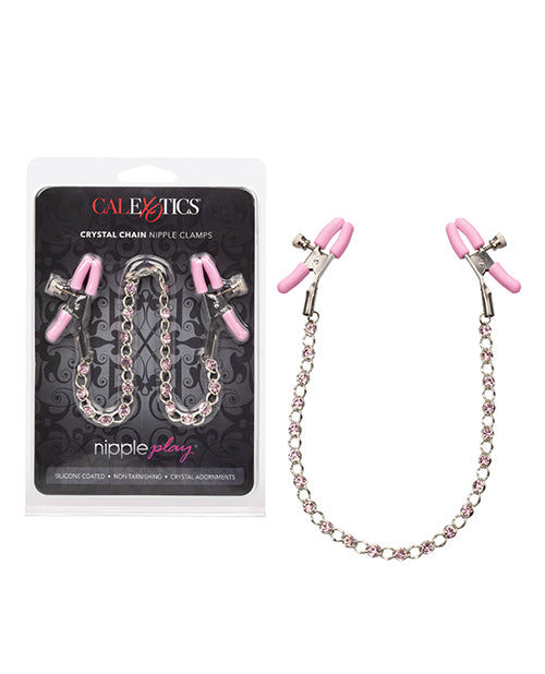 Indlæs billede i gallerifremviser, Nipple Play Crystal Chain Nipple Clamps - Pink