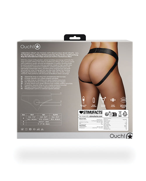 Load image into Gallery viewer, Shots Ouch Vibrating Strap On Thong w/Removable Rear Straps - Black M/L
