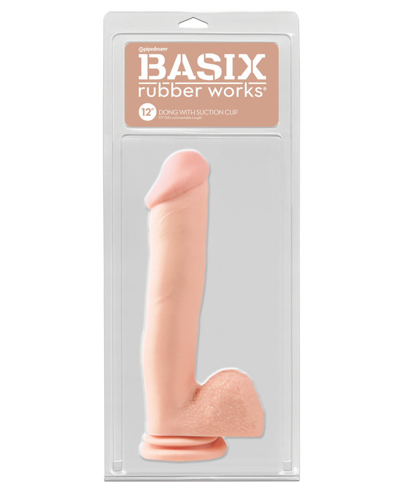 Cargue la imagen en el visor de la galería, Basix Rubber Works Dong de 12" con ventosa - Color carne