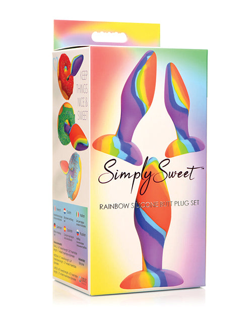 Carregar imagem no visualizador da Galeria, Curve Toys Simply Sweet Rainbow Silicone Butt Plug Set