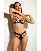 Load image into Gallery viewer, FETISH Dominant Open Cup Caged Bra w/Grommet Tape Strapping & Panty Black LG