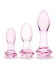 Lataa kuva gallerian katseluohjelmaan, Glas 3 pc Rosebud Butt Plug Set - Pink