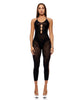 Charger l'image dans la visionneuse de la galerie, Cross Your Mind Capri Floral Knit Bodystocking w/Rhinestone Details - Black QN