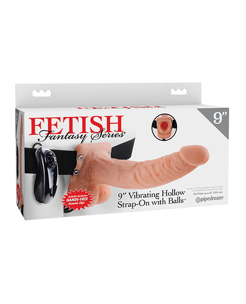 Carica l'immagine nel visualizzatore Galleria, Fetish Fantasy Series 9" Vibrating Hollow Strap On w/Balls - Flesh