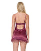 Load image into Gallery viewer, Scallop Lace Trimmed Stretch Satin Chemise w/Underwire Cups - Mauve Plum SM