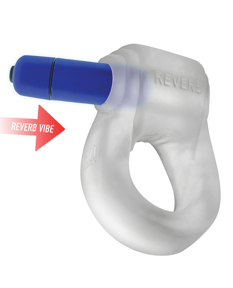 Indlæs billede i gallerifremviser, Hunky Junk Revring Cock Ring w/Vibe - Clear w/Blue Vibe
