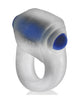 Indlæs billede i gallerifremviser, Hunky Junk Revring Cock Ring w/Vibe - Clear w/Blue Vibe