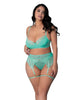 Load image into Gallery viewer, Caribbean Crush Demi Bra Thong Garters Aqua 3 Piece Set