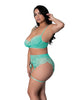 Load image into Gallery viewer, Caribbean Crush Demi Bra Thong Garters Aqua 3 Piece Set