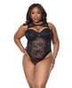 Cargue la imagen en el visor de la galería, Lace Teddy w/Padded Underwire Cups & Removable Neck Accent - Black 1X/2X