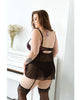 Cargue la imagen en el visor de la galería, Curve Madison Soft Cup Babydoll w/Garters & Panty Black/Pink 3X/4X