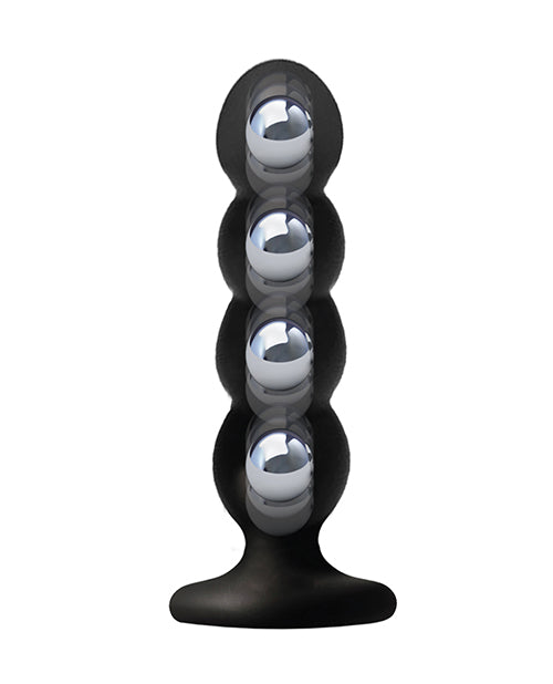 Load image into Gallery viewer, Vers Liquid Silicone Anal Suction Plug With Steel Weighted Motion Balls Black