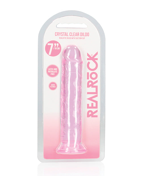 Lataa kuva gallerian katseluohjelmaan, Shots RealRock Crystal Clear 7" Straight Dildo w/Suction Cup - Pink
