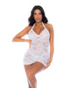 Indlæs billede i gallerifremviser, Sheer Lace Halter Top Babydoll w/G-String 2 pc Set - White S/M