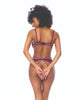 Carica l'immagine nel visualizzatore Galleria, Dot Mesh Underwire Top w/Open Back Panty - Wine L/XL