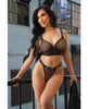 Încărcați imaginea în vizualizatorul Galerie, Vibes Baddie Glitter Mesh Long Line Bralette & Thong Black S/M