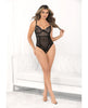 Load image into Gallery viewer, Raised Embroidery Open Crotch Teddy Black LG