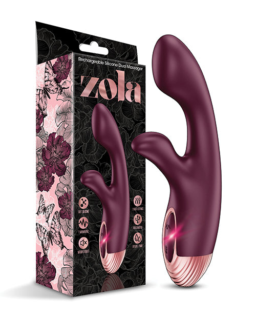 Carica l'immagine nel visualizzatore Galleria, Zola Rechargeable Silicone Dual Massager - Burgundy/Rose Gold